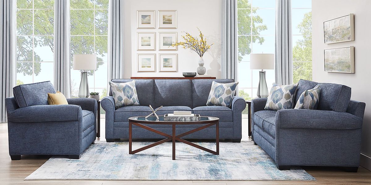 Bellingham Sapphire Textured Chenille 5 Pc Living Room