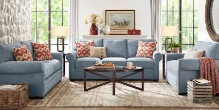 Bellingham Chambray Textured Chenille 7 Pc Living Room with Sleeper Sofa