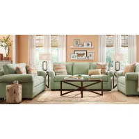 Bellingham Celadon Textured Chenille 7 Pc Living Room with Sleeper Sofa