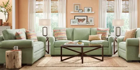 Bellingham Celadon Textured Chenille 7 Pc Living Room with Sleeper Sofa