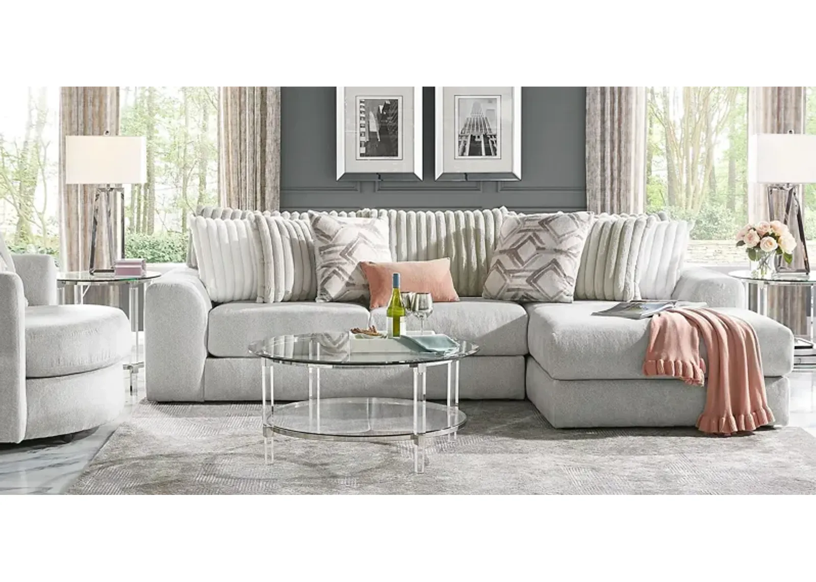 Moreau Street Gray 5 Pc Sectional Living Room