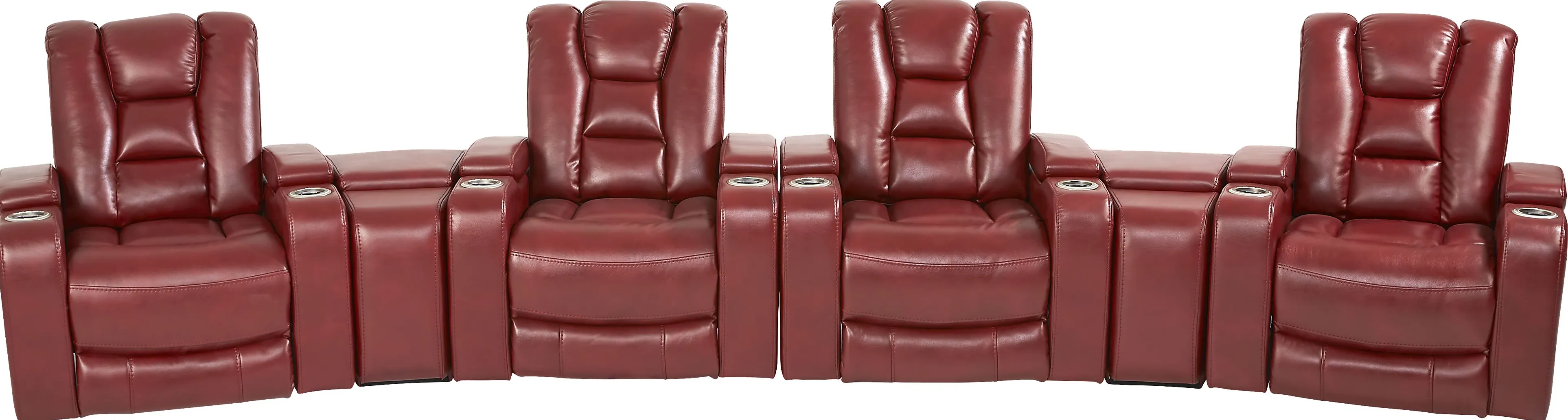 Novi Red 7 Pc Dual Power Reclining Home Theater Sectional