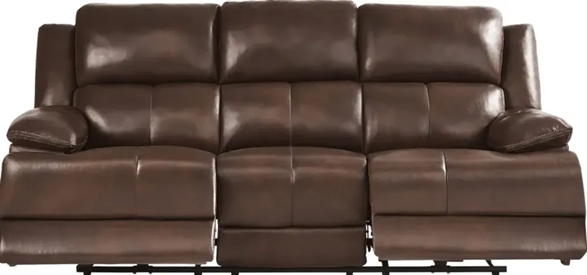 Montefano Brown Leather 5 Pc Living Room with Reclining Sofa