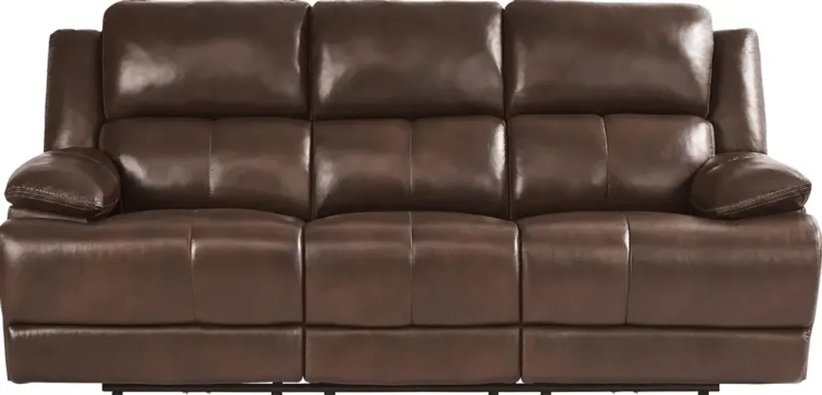 Montefano Brown Leather 5 Pc Living Room with Reclining Sofa