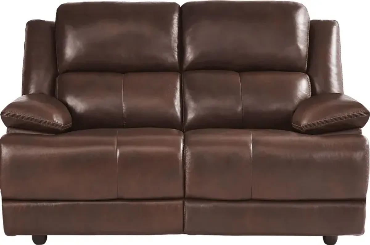 Montefano Brown Leather 5 Pc Living Room with Reclining Sofa