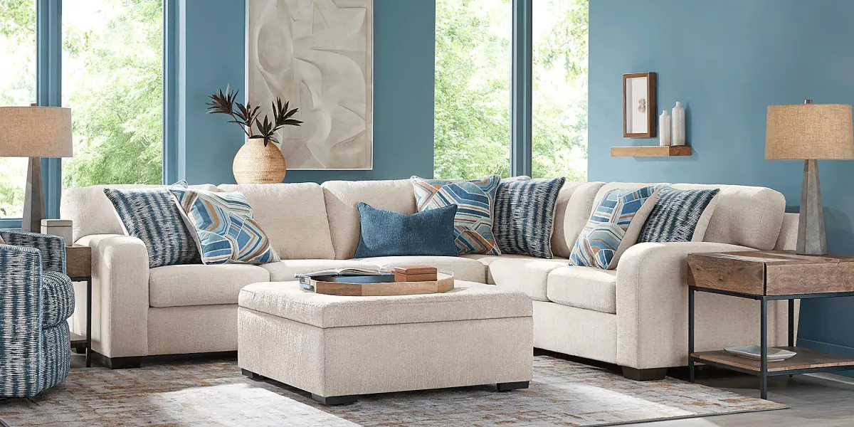 Sienna Way Cream Chenille 5 Pc Sectional Living Room