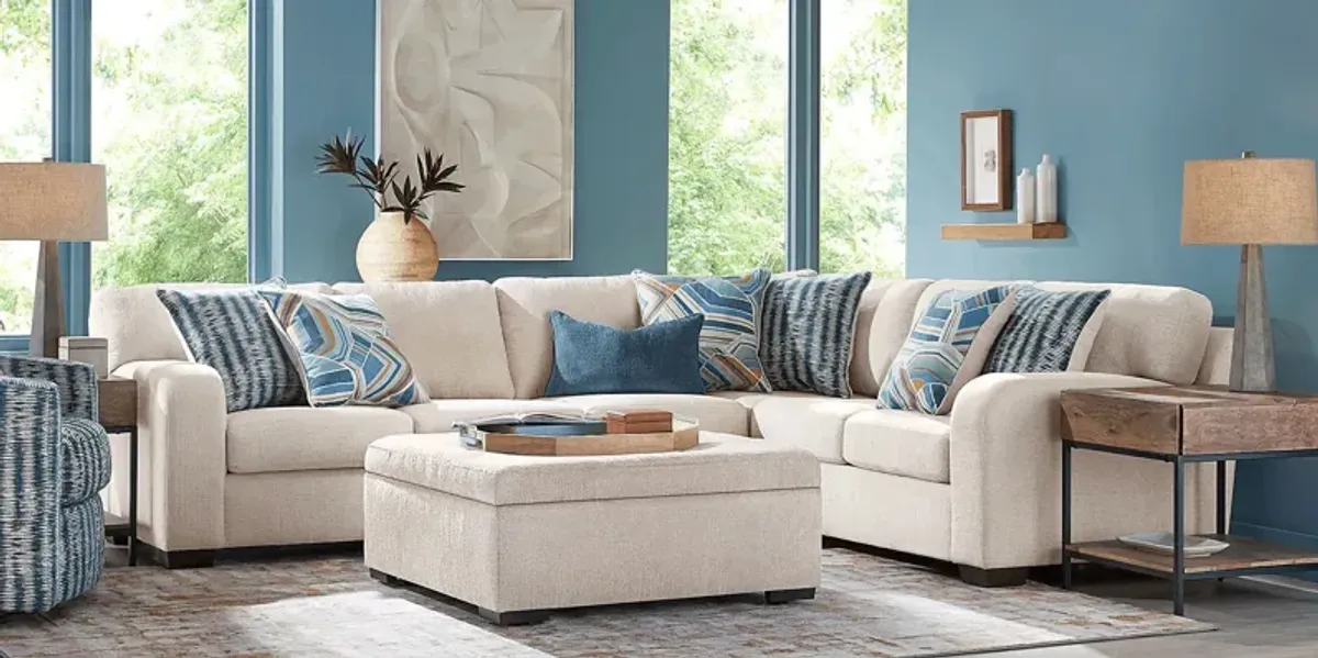 Sienna Way Cream Chenille 5 Pc Sectional Living Room