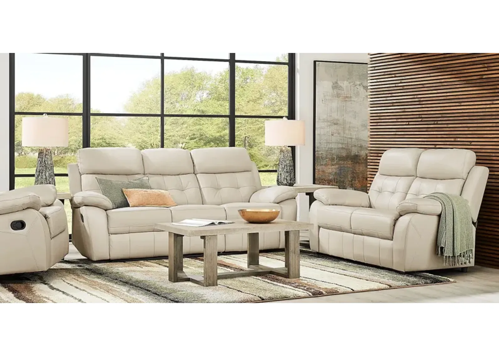 Antonin Beige Leather 2 Pc Reclining Living Room