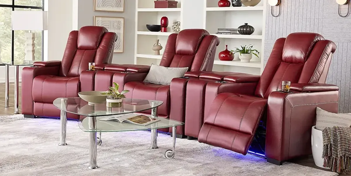 Maverick Red 5 Pc Dual Power Reclining Home Theater Sectional