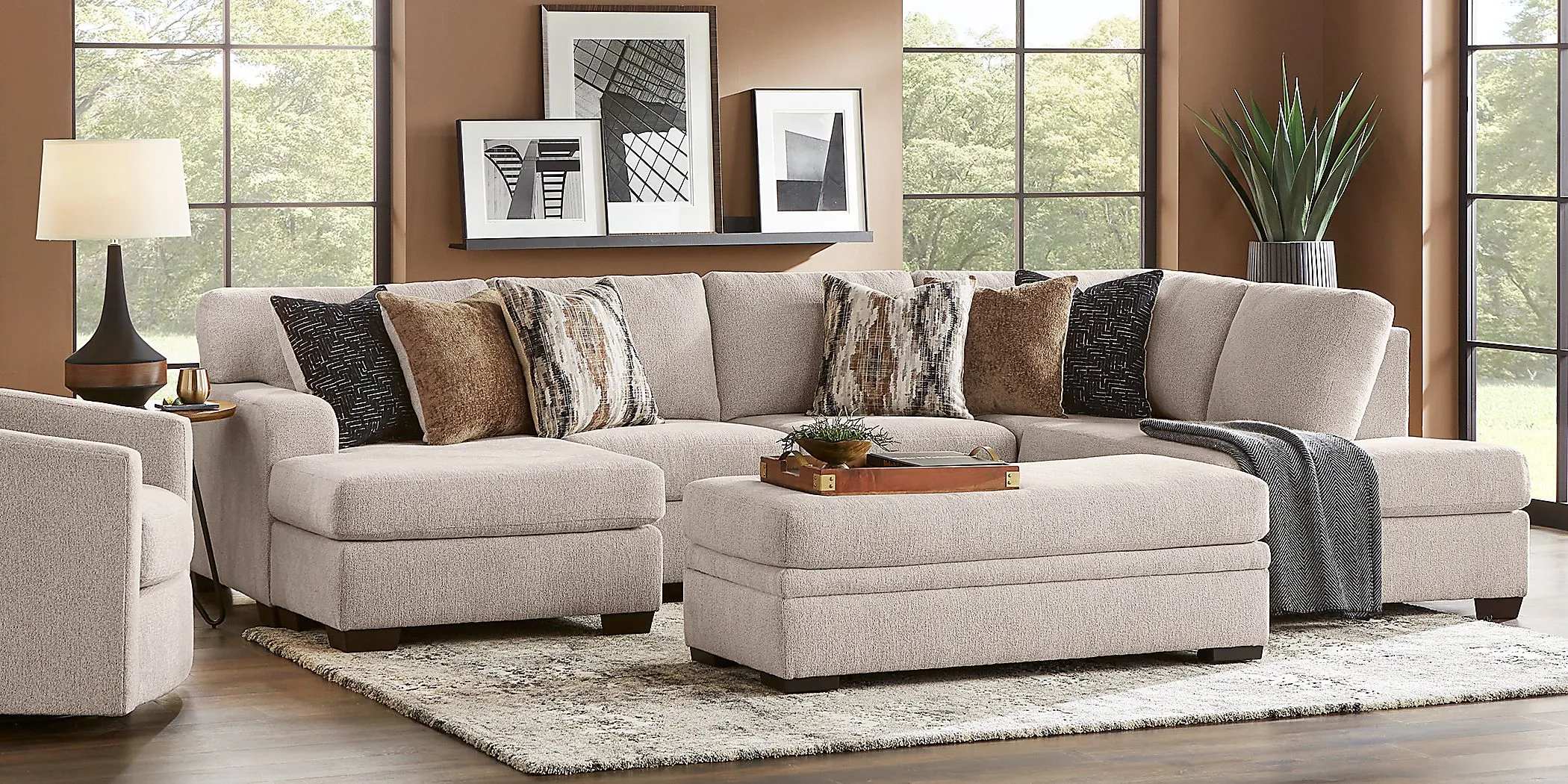 Wildwood Grove Beige 3 Pc Sectional Living Room by Rooms To Go