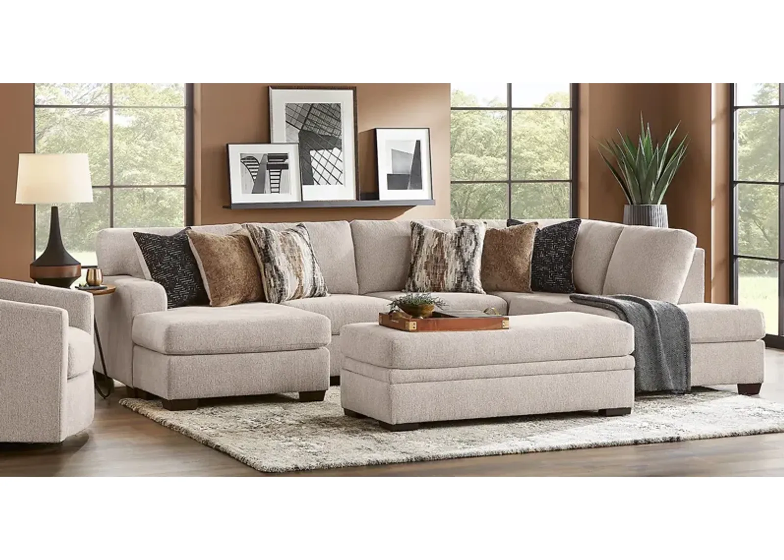 Wildwood Grove Beige 3 Pc Sectional Living Room