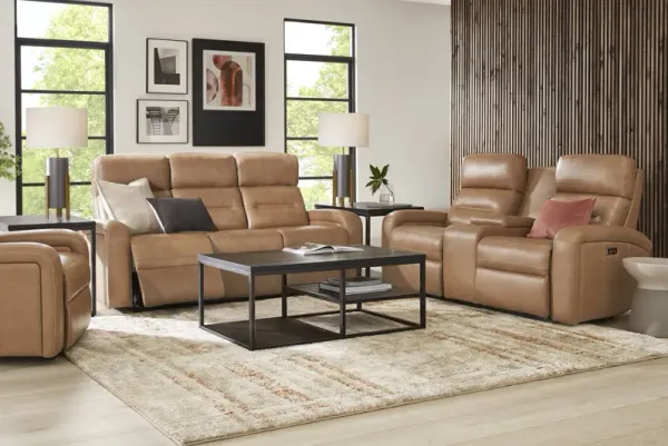Sierra Madre Saddle Leather 5 Pc Dual Power Reclining Living Room with Reclining Sofa