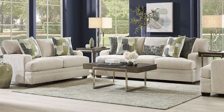 Charlton Street Off-White 7 Pc Living Room with Sleeper Sofa