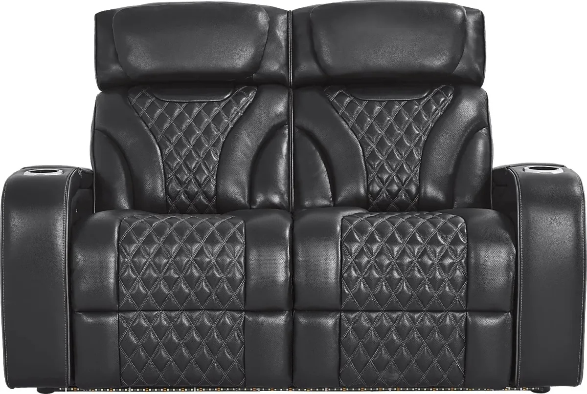 Horizon Ridge Black Leather 7 Pc Living Room with Triple Power Reclining Sofa
