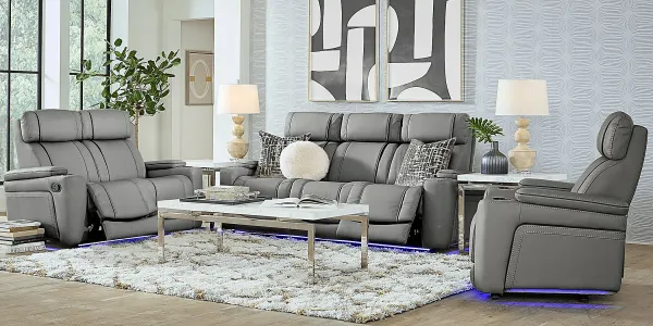 Haven Point Charcoal 5 Pc Reclining Living Room with Dual Power Reclining Sofa