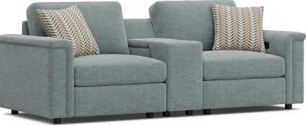 Tempo Modular Blue 3 Pc Sectional with Media Console
