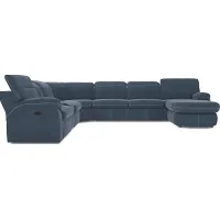 Crescent Place Navy 6 Pc Power Reclining Sleeper Sectional