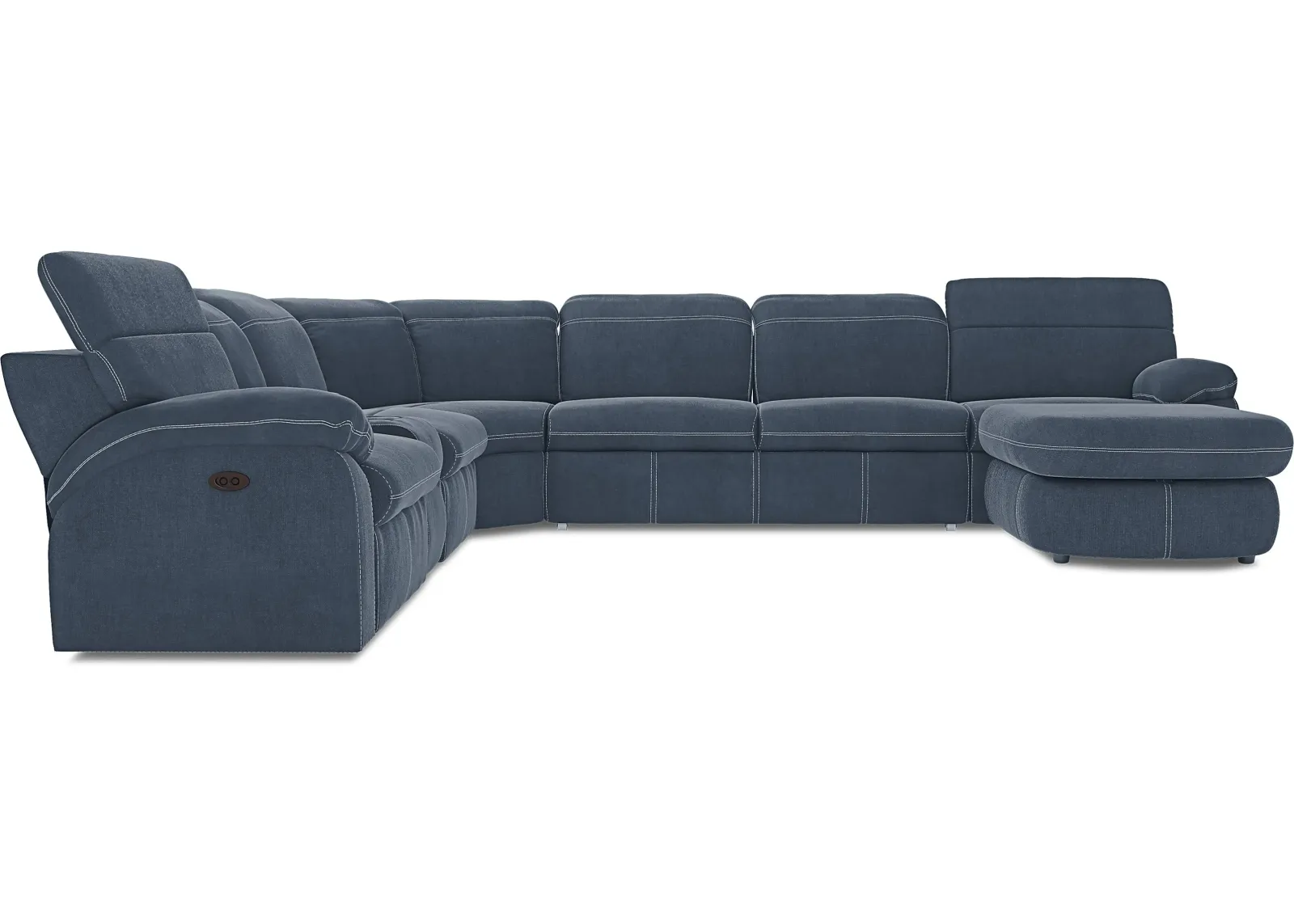 Crescent Place Navy 6 Pc Power Reclining Sleeper Sectional