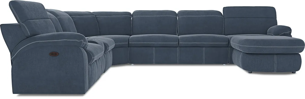 Crescent Place Navy 6 Pc Power Reclining Sleeper Sectional