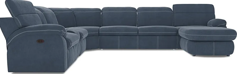 Crescent Place Navy 6 Pc Power Reclining Sleeper Sectional