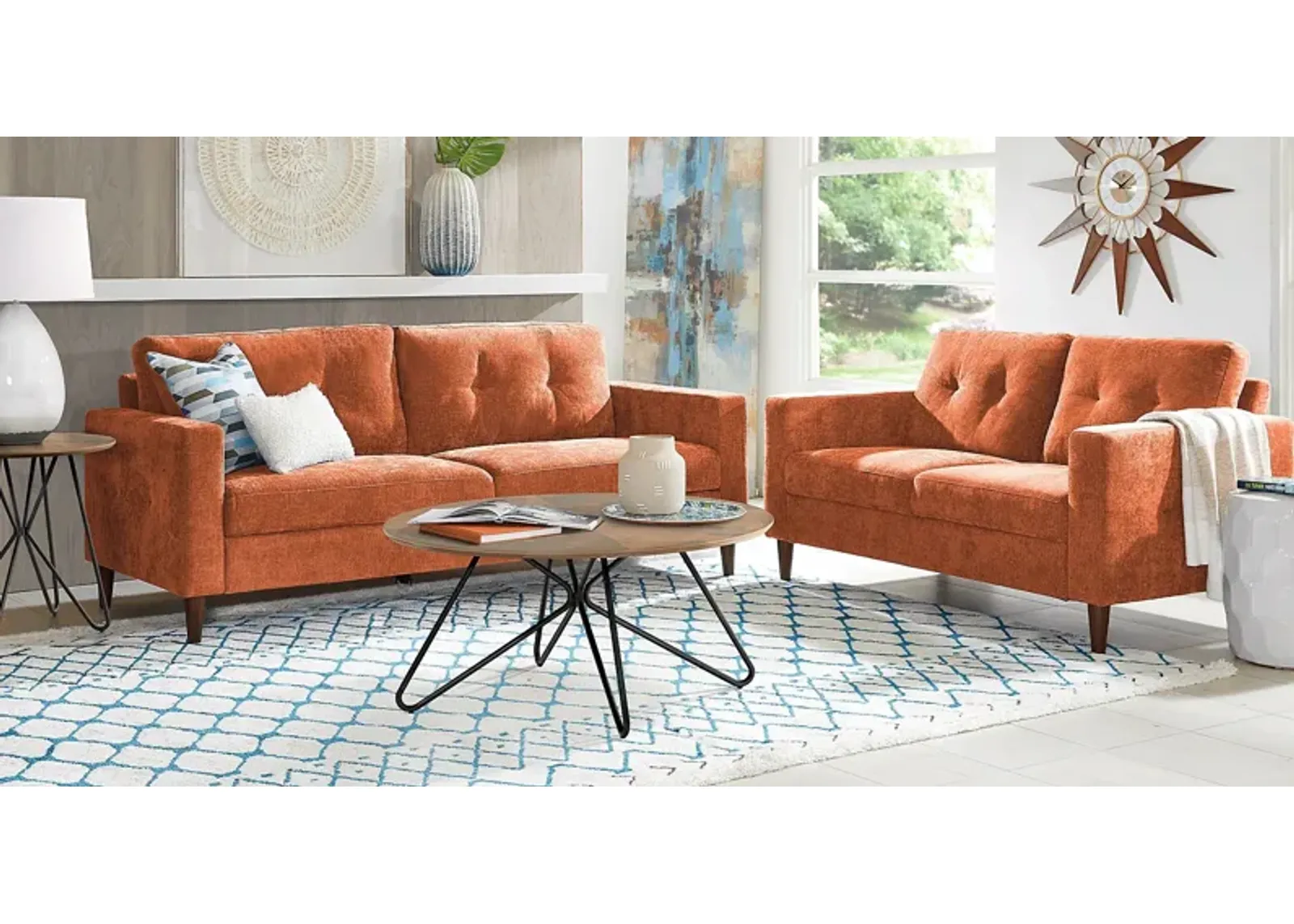 Bonavista Orange 7 Pc Living Room