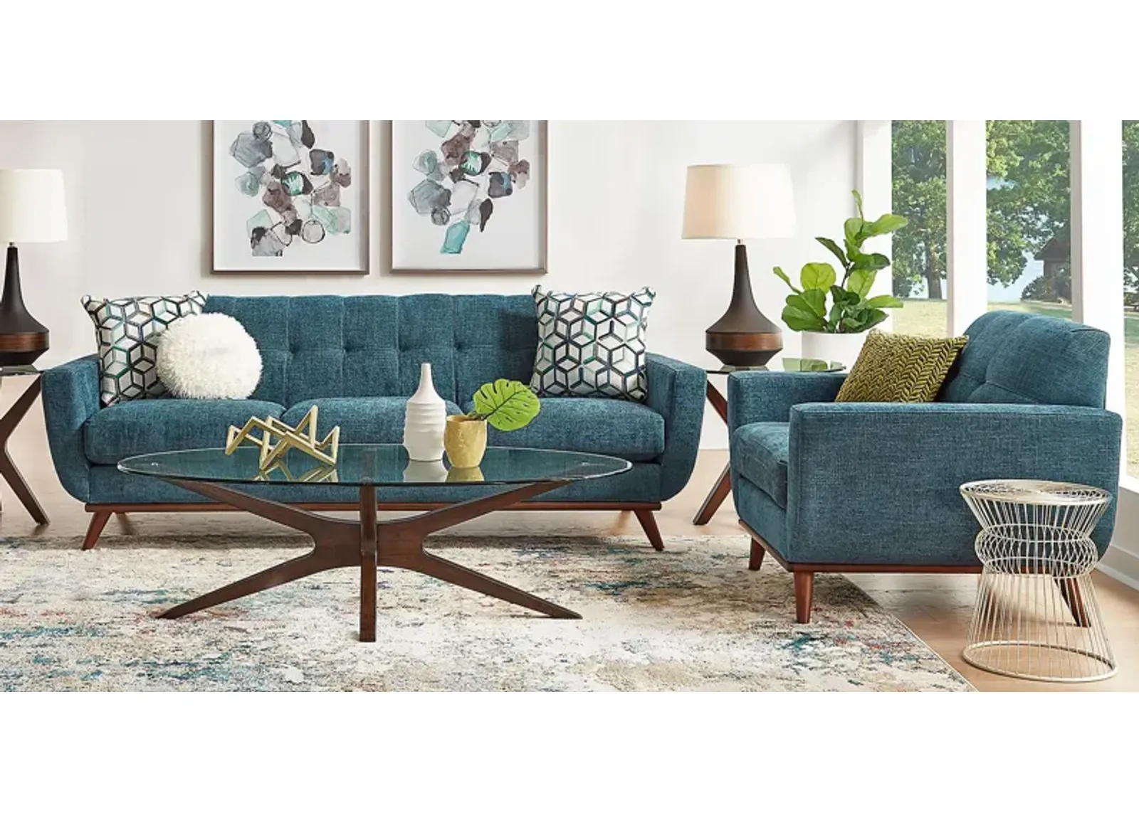 East Side Teal 2 Pc Living Room