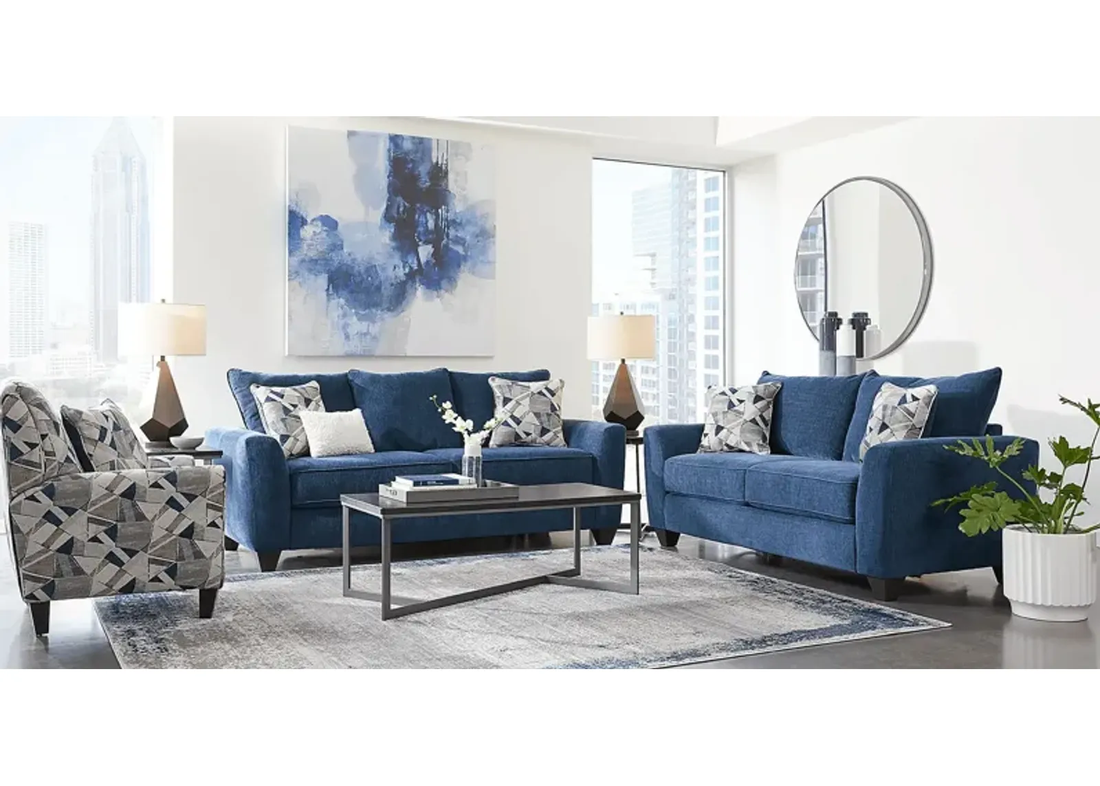 Sandia Heights Blue 2 Pc Living Room