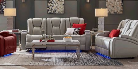 Kingvale Court Platinum 2 Pc Living Room with Dual Power Reclining Sofa