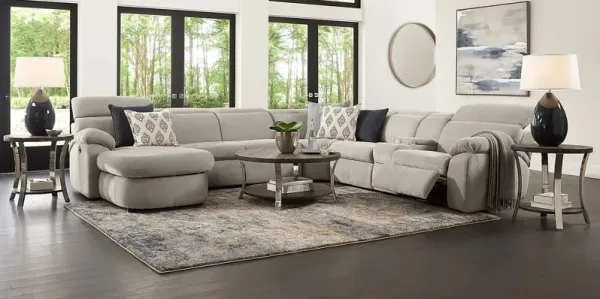 Crescent Place Gray 9 Pc Power Reclining Sleeper Sectional Living Room