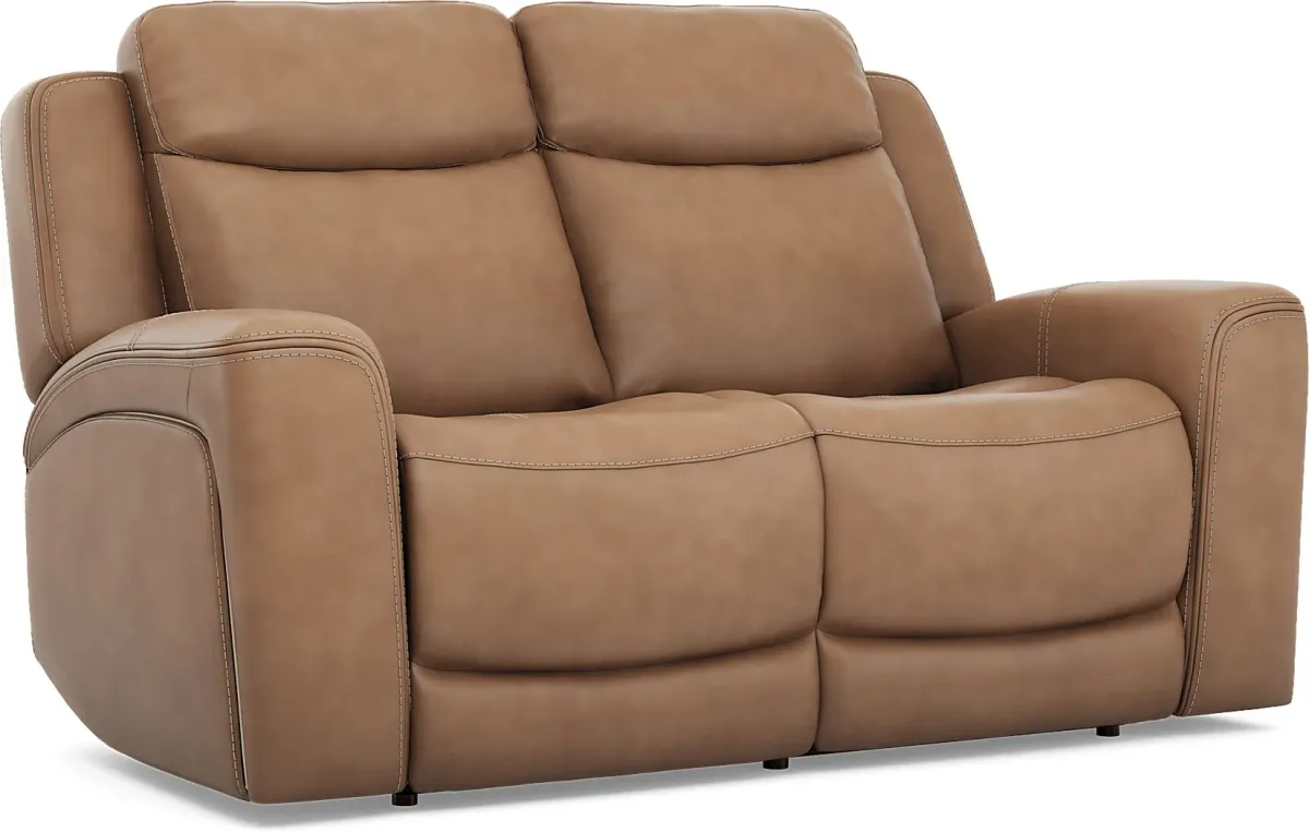 Davidson Caramel Leather 3 Pc Living Room with Dual Power Reclining Sofa