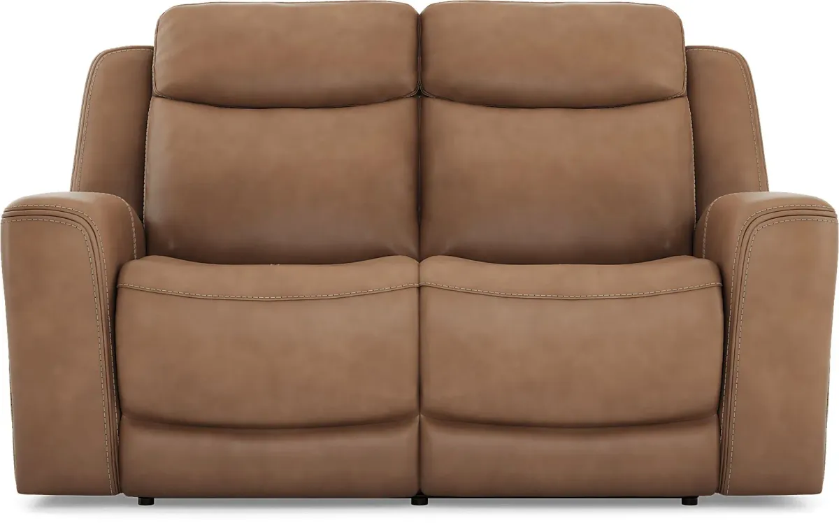 Davidson Caramel Leather 3 Pc Living Room with Dual Power Reclining Sofa