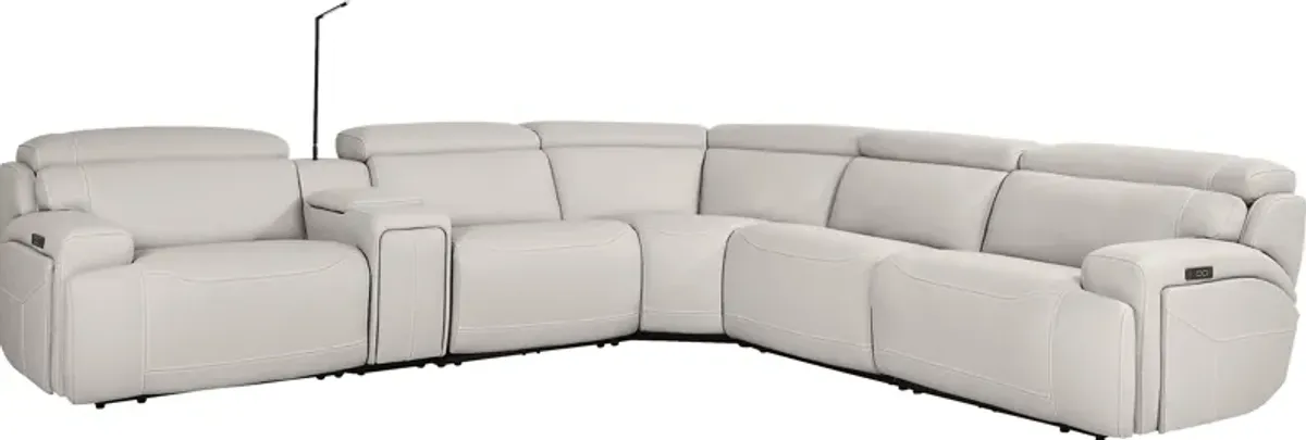 Alessio Light Gray Leather 6 Pc Dual Power Reclining Sectional