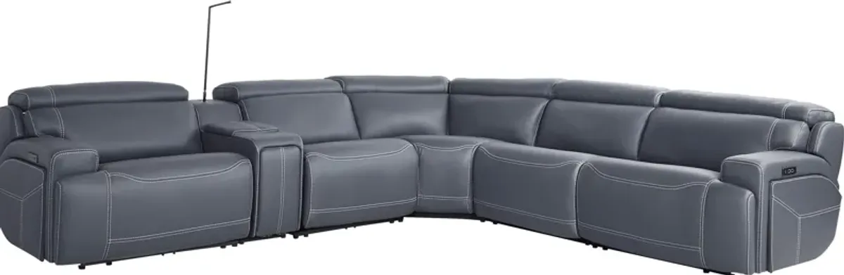 Alessio Navy 6 Pc Dual Power Reclining Sectional