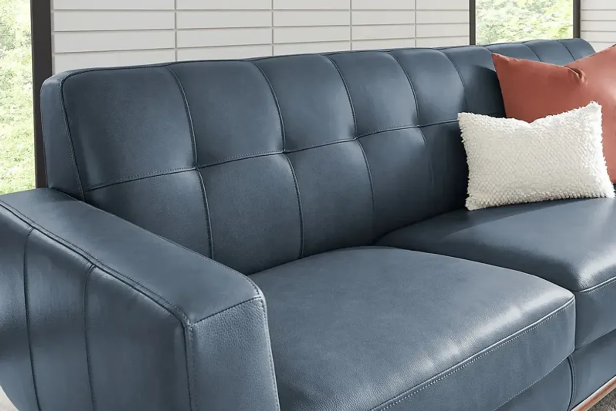 Greyson Blue Leather 3 Pc Living Room