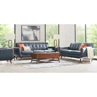 Greyson Blue Leather 3 Pc Living Room