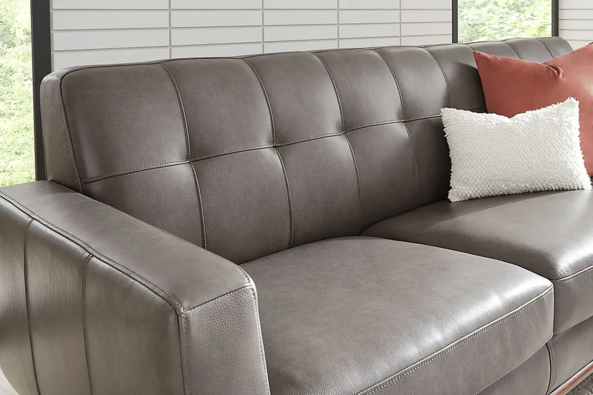 Greyson Gray Leather 3 Pc Living Room