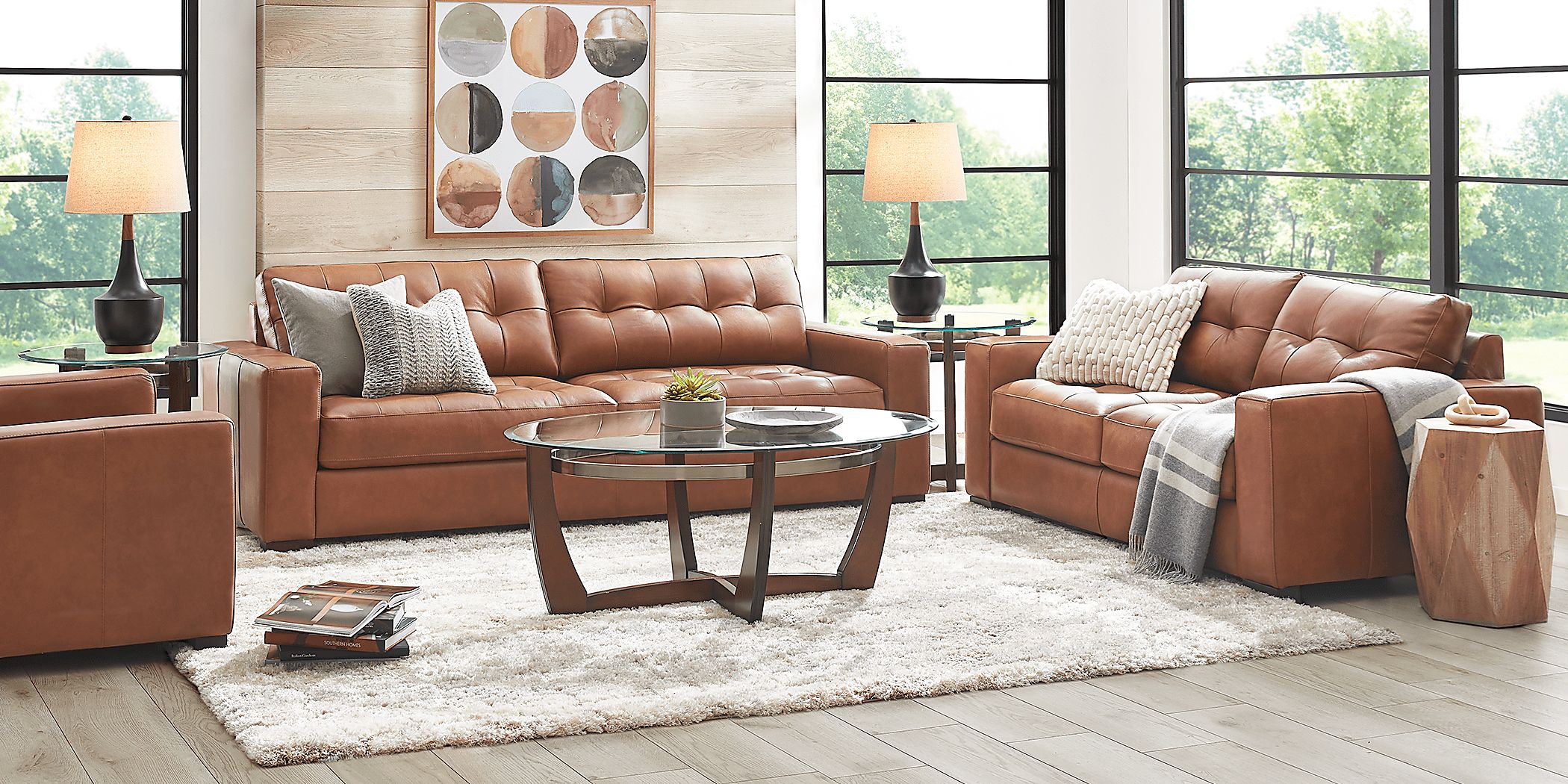 Messina Brown Leather 8 Pc Living Room