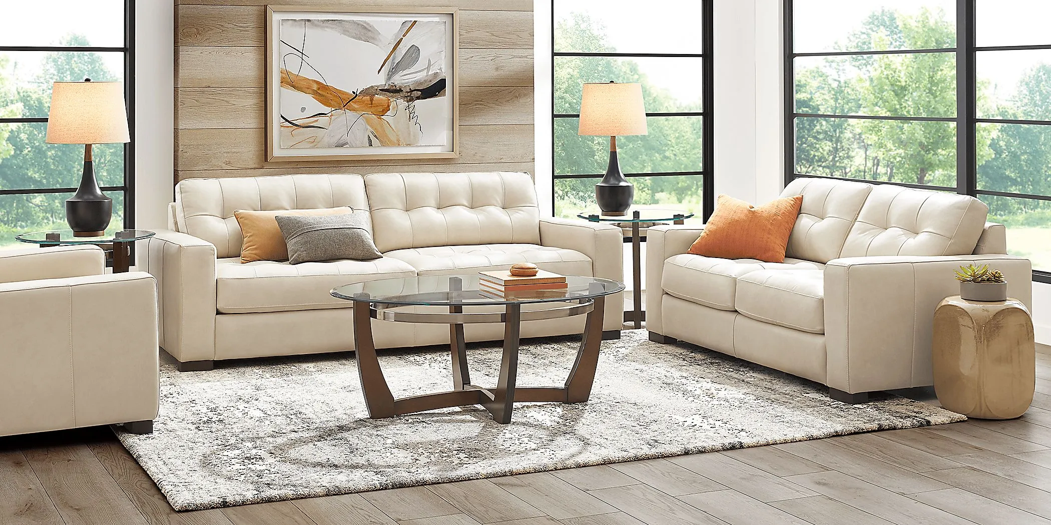 Messina Ivory Leather 8 Pc Living Room