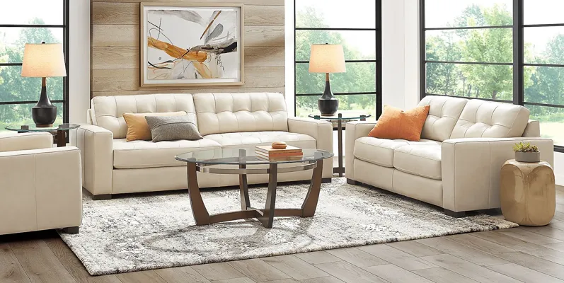 Messina Ivory Leather 8 Pc Living Room