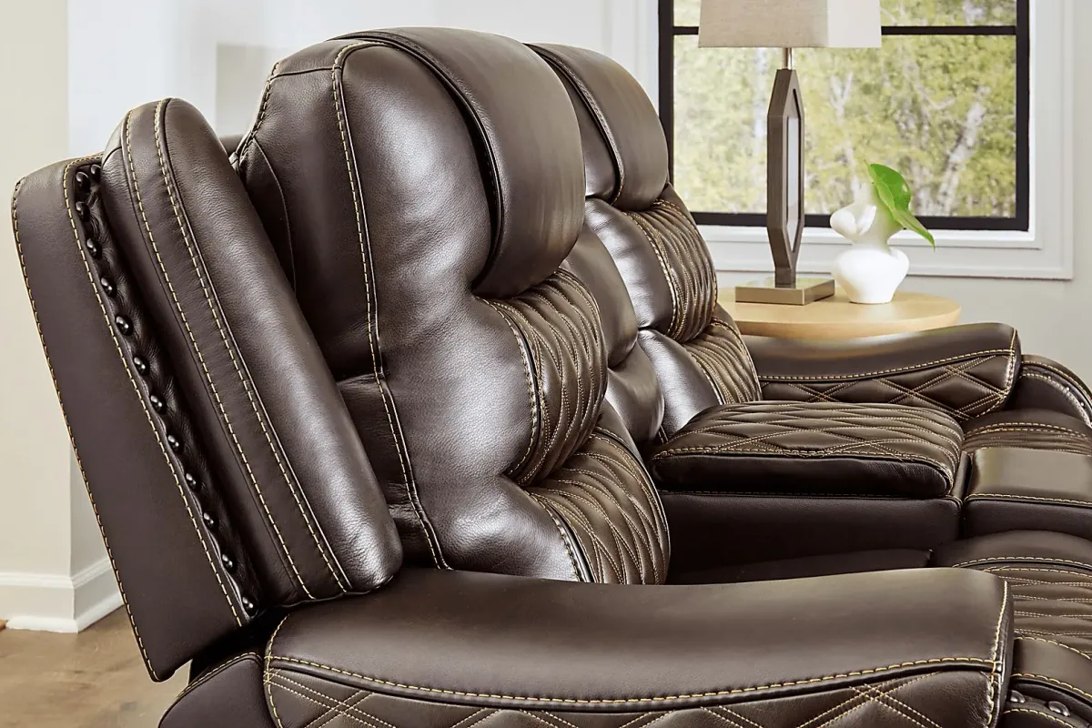 Marquee Brown 3 Pc Leather Triple Power Reclining Living Room