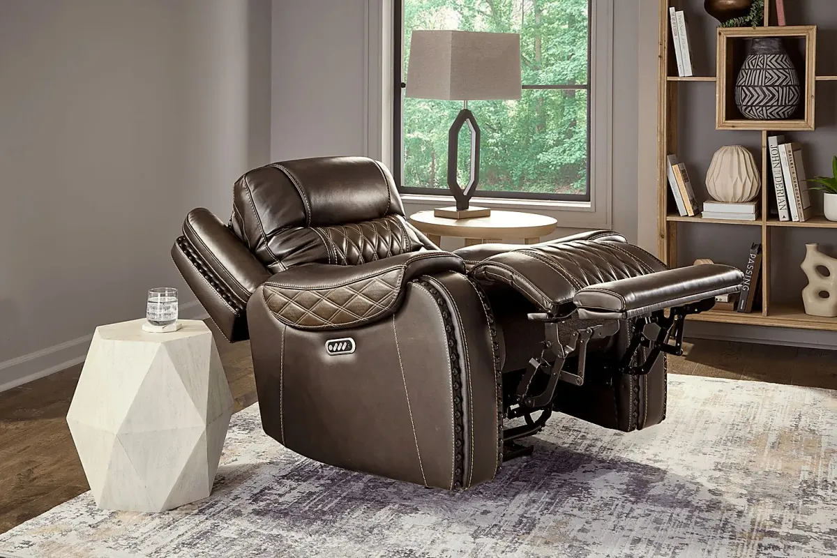 Marquee Brown 3 Pc Leather Triple Power Reclining Living Room