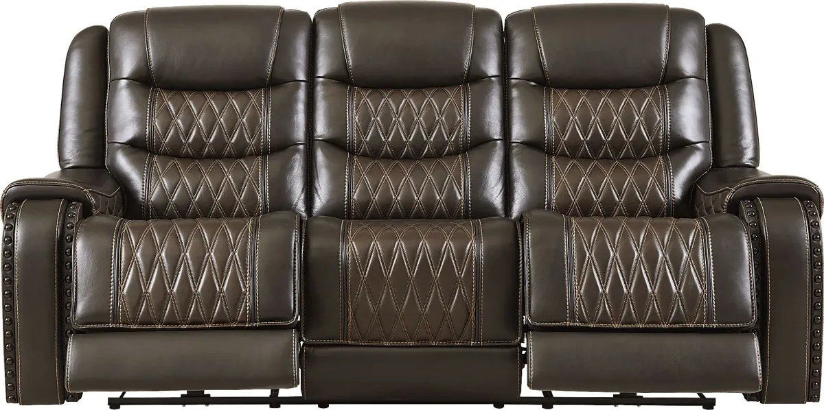 Marquee Brown 3 Pc Leather Triple Power Reclining Living Room