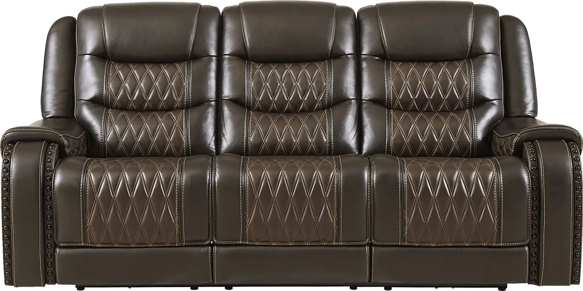 Marquee Brown 3 Pc Leather Triple Power Reclining Living Room