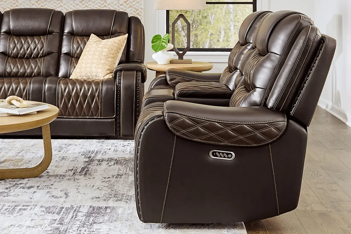 Marquee Brown 3 Pc Leather Triple Power Reclining Living Room