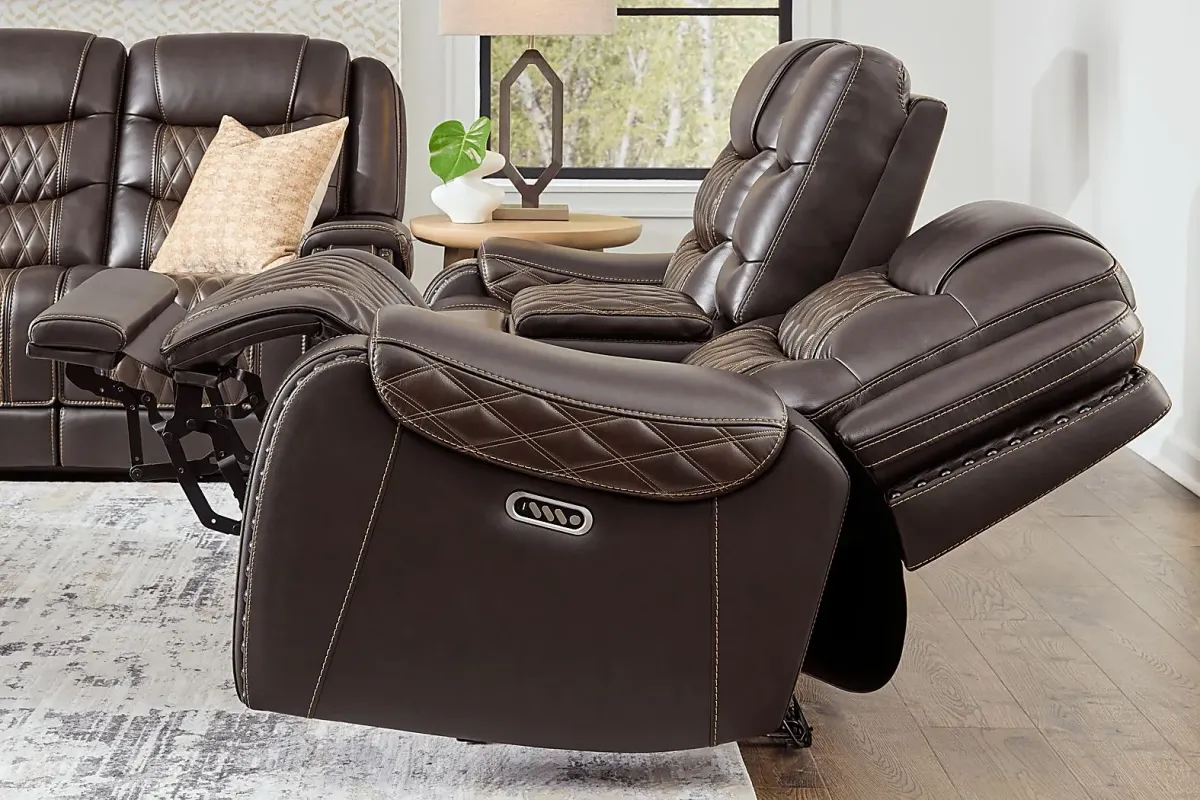Marquee Brown 3 Pc Leather Triple Power Reclining Living Room