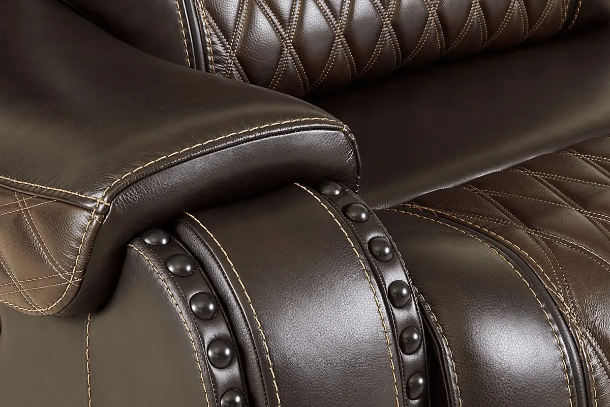 Marquee Brown 3 Pc Leather Triple Power Reclining Living Room