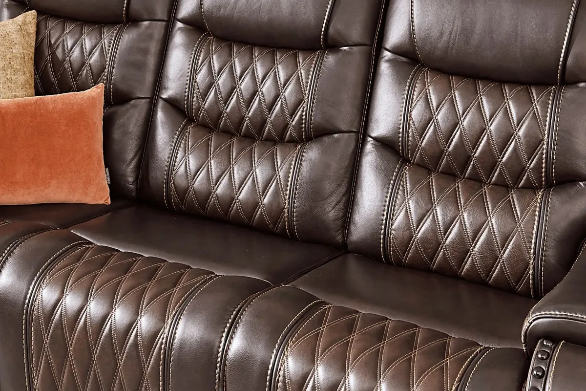 Marquee Brown 3 Pc Leather Triple Power Reclining Living Room