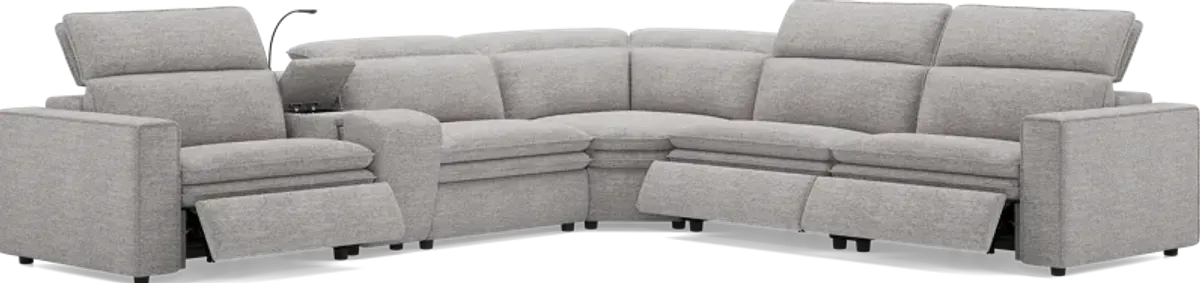 Salvator Street Gray 6 Pc Dual Power Reclining Sectional