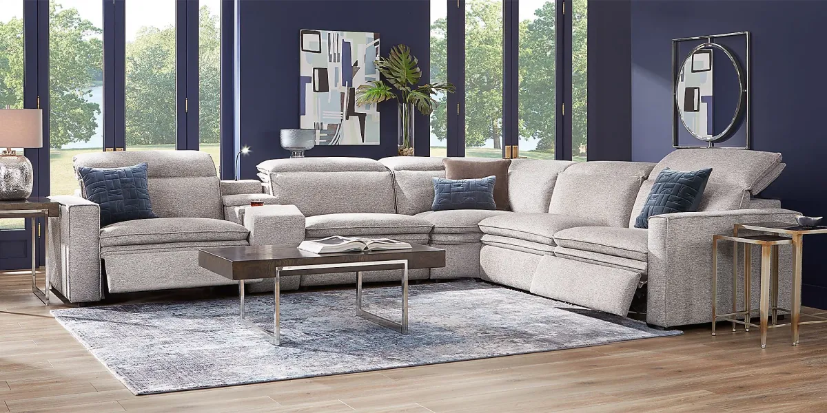 Salvator Street Gray 6 Pc Dual Power Reclining Sectional