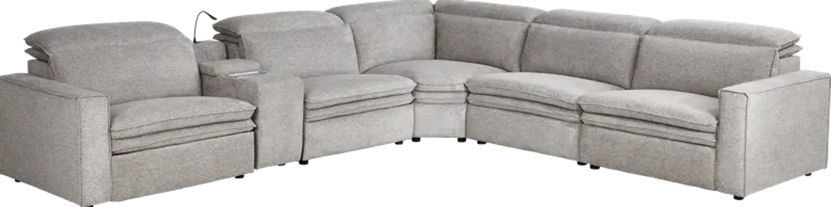 Salvator Street Gray 6 Pc Dual Power Reclining Sectional